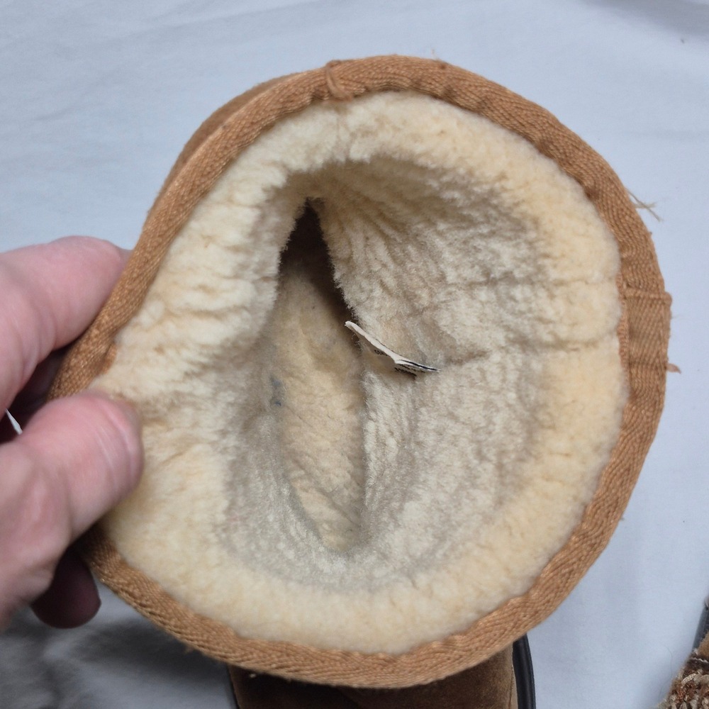 UGG Chestnut Brown Suede Winter Boots with Decorative Stitching - Picture 10 of 12